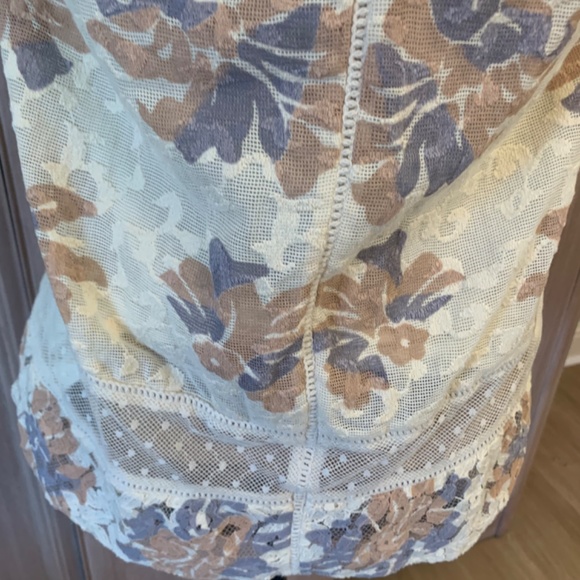 Anthropologie mesh top Y2K sheer Ivory Anja Floral Blouse Boho Lace Crochet XS - Picture 12 of 16